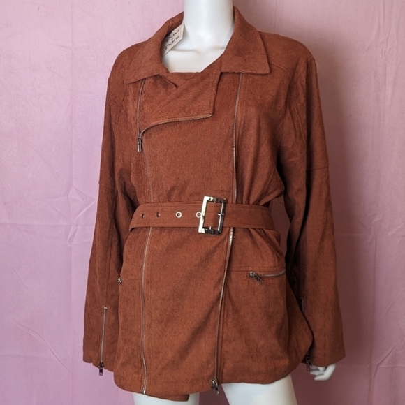 Davi & Dani Orange Corduroy Belted Jacket with Pockets size 3X - Picture 1 of 7